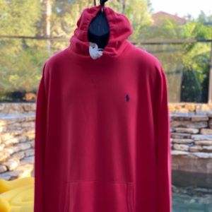 Polo Ralph Lauren Red Small Pony Hoodie Men M Lightweight Pullover New